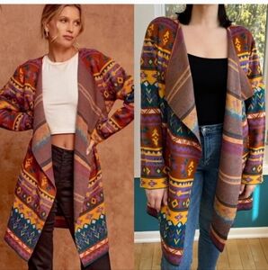 Savanna Jane Multicolor Patterned Cardigan sz small